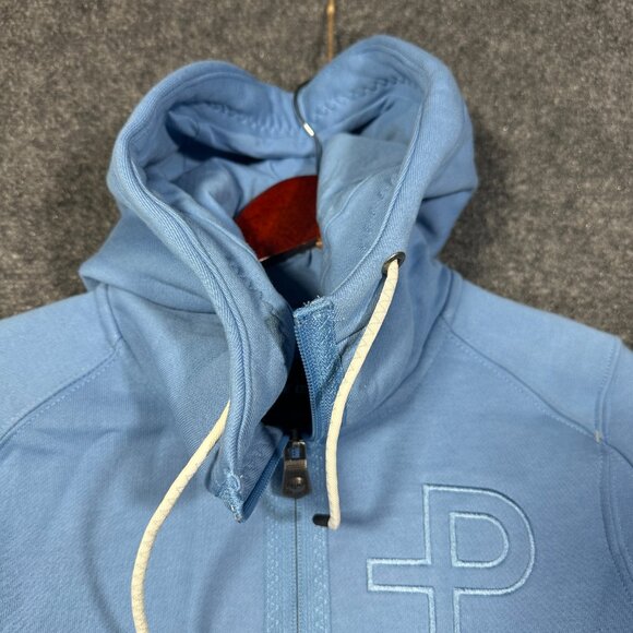 Pelle P Hoodie Womens XS Blue Knit Full Zip Pockets Hood Tie World Champ Logo - Picture 4 of 10